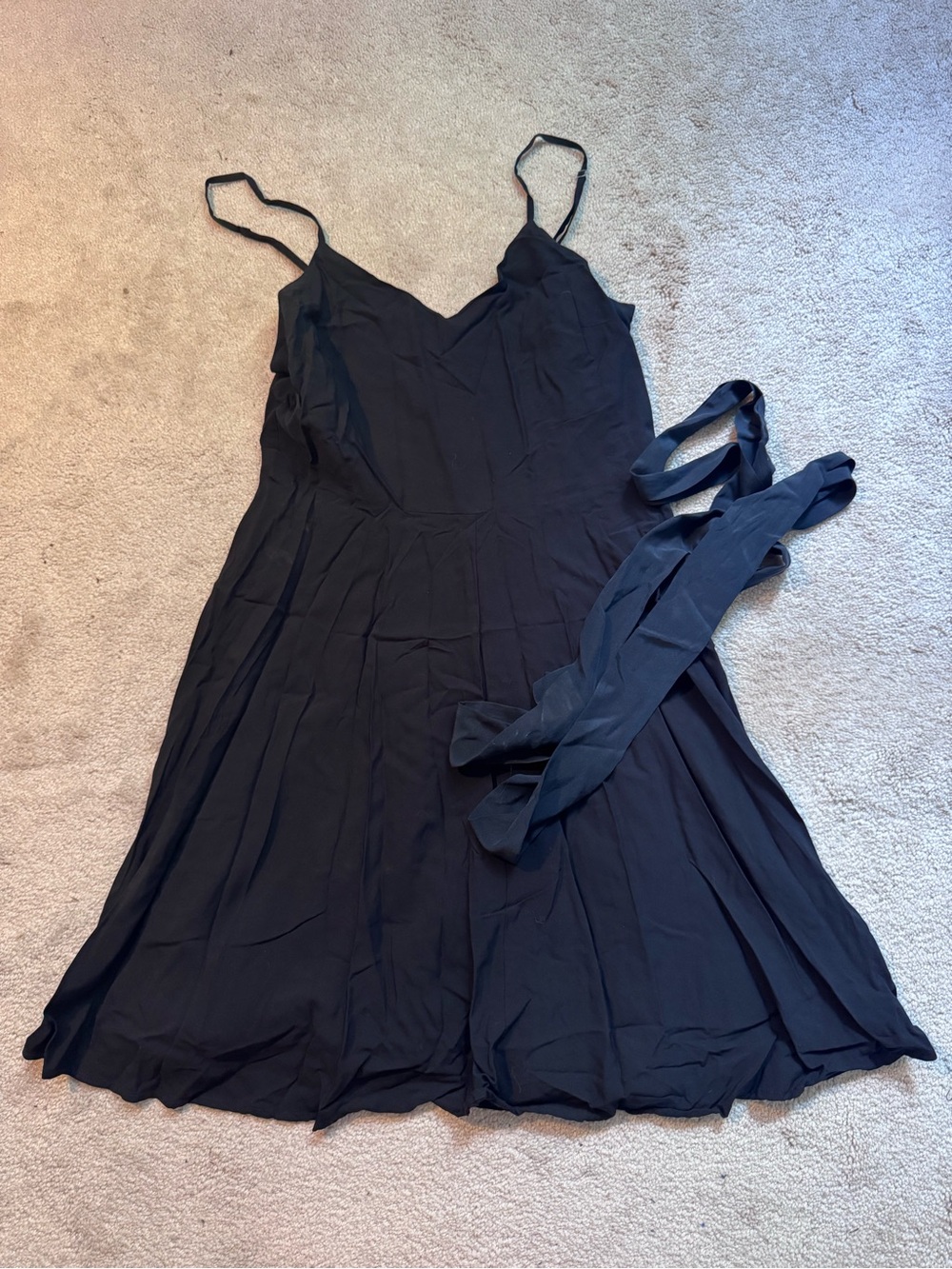 GAP Black Spaghetti Strap Mini Dress with Waist Sash
